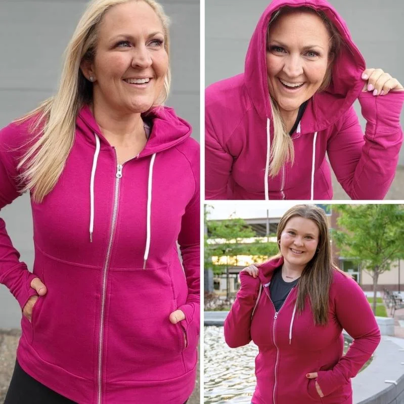 Magenta Full zip Woman's Hoodie