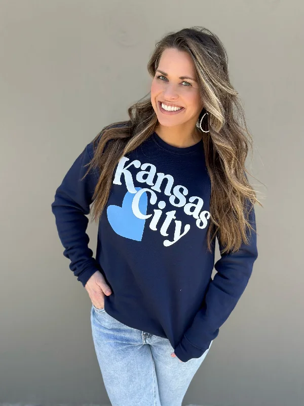 Navy Puff KC Heart Sweatshirt