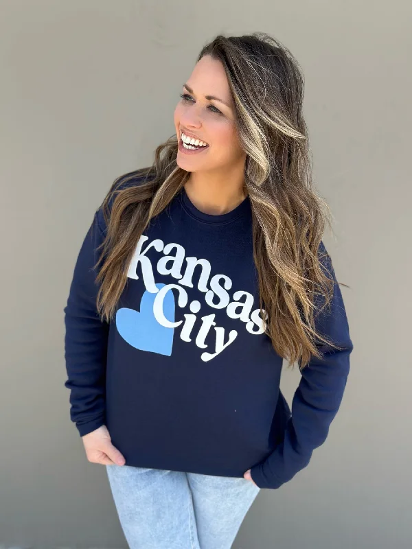 Navy Puff KC Heart Sweatshirt