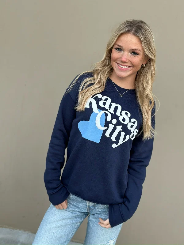 Navy Puff KC Heart Sweatshirt